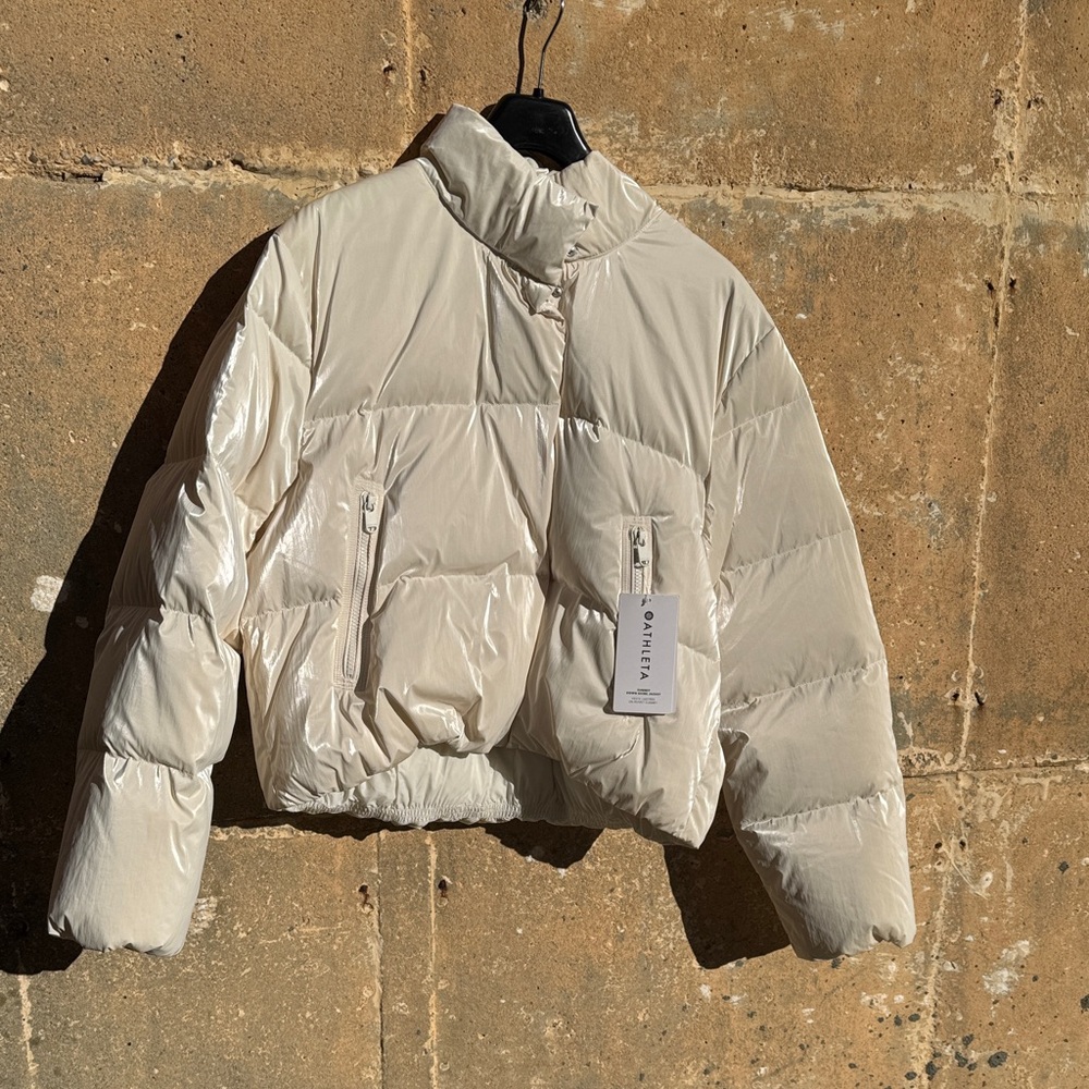 NWT Athleta XL  Down Shine Women’s Winter Coat in  Light Cream - Picture 5 of 12